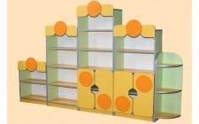 Стенка  для игрушек и пособий состоит из пяти секций\nв цветном исполнении любого сочетания — А-124