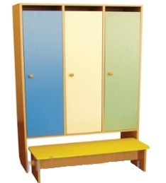 Шкаф детский секционный с фасадами дверей прямой формы, с местом под скамейку — Р-303